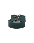 Louis Vuitton Blue Mini Damier Suede Silver Belt
