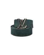 Louis Vuitton Blue Mini Damier Suede Silver Belt