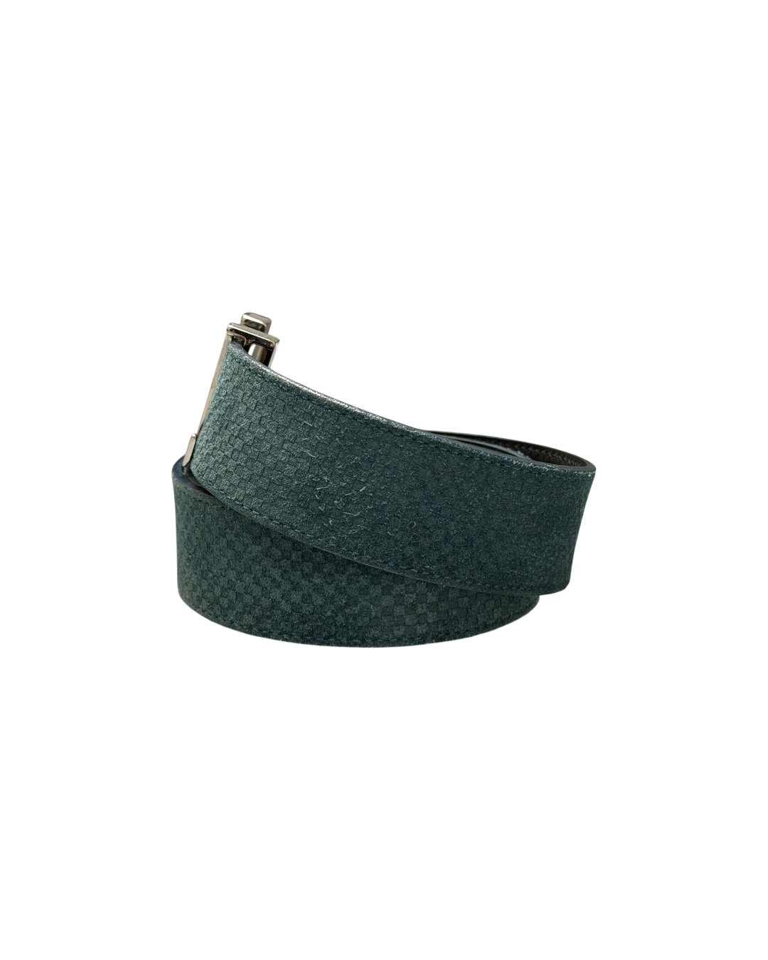 Louis Vuitton Blue Mini Damier Suede Silver Belt