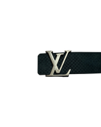 Louis Vuitton Blue Mini Damier Suede Silver Belt