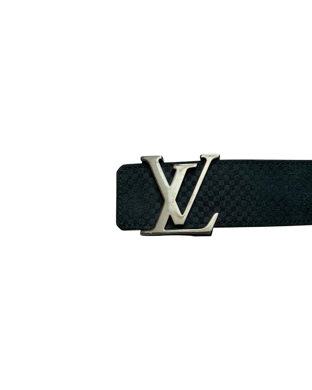 Louis Vuitton Blue Mini Damier Suede Silver Belt