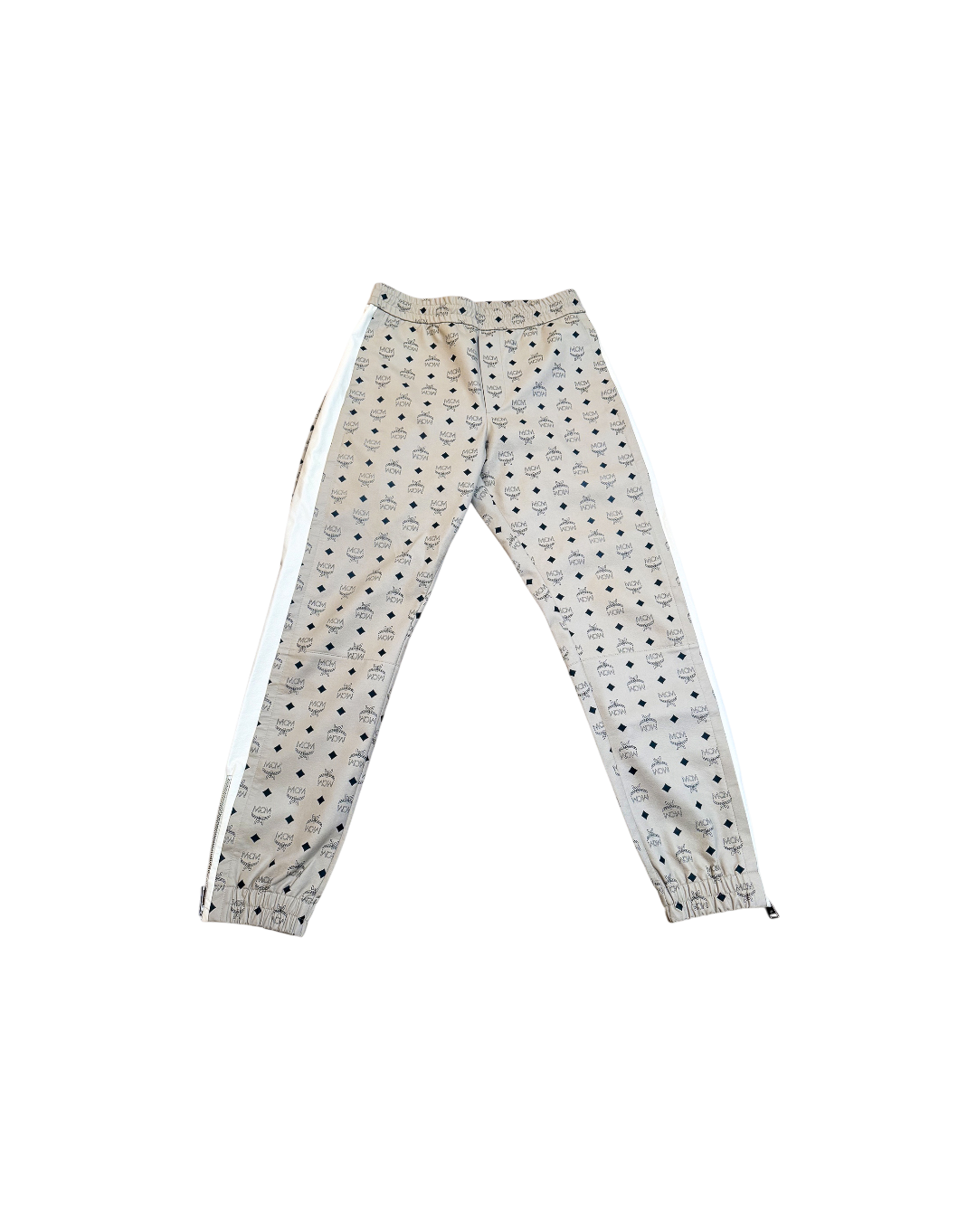 MCM Bandana Monogram Print Leather Jogger Grey