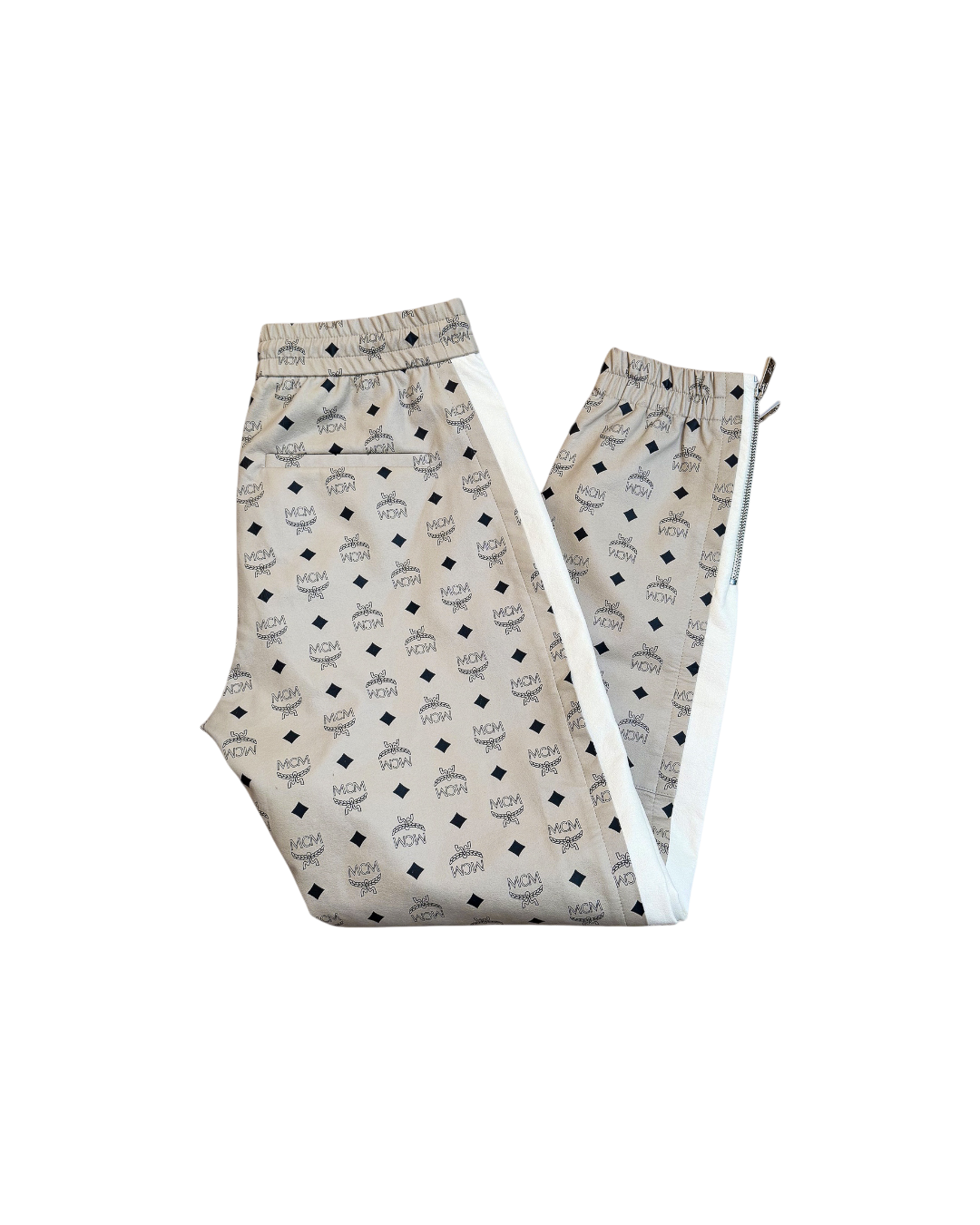 MCM Bandana Monogram Print Leather Jogger Grey