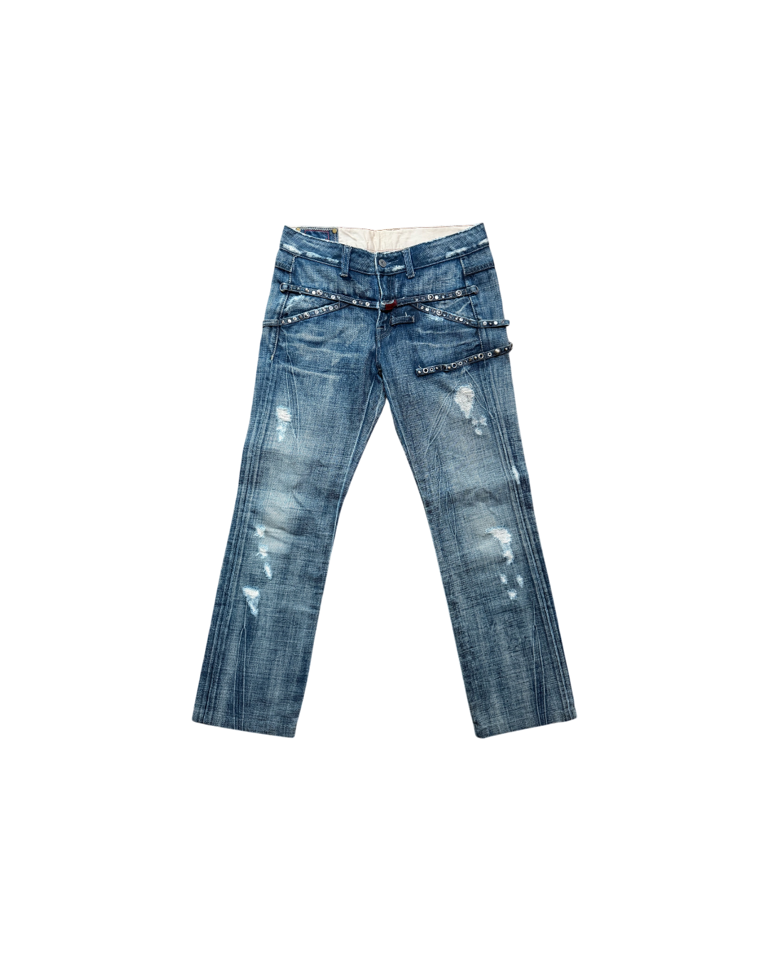 Marithé & François Girbaud Distressed Belt Jeans