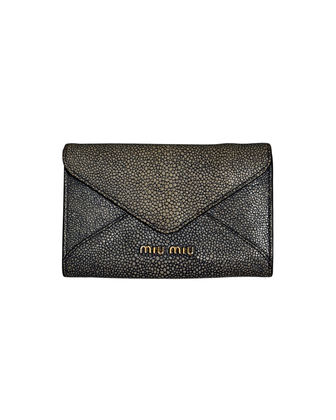 Miu Miu Textured Canvas Enveloppe Wallet Blue