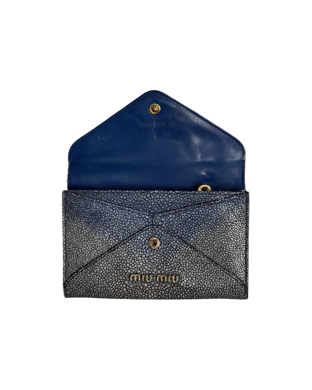 Miu Miu Textured Canvas Enveloppe Wallet Blue