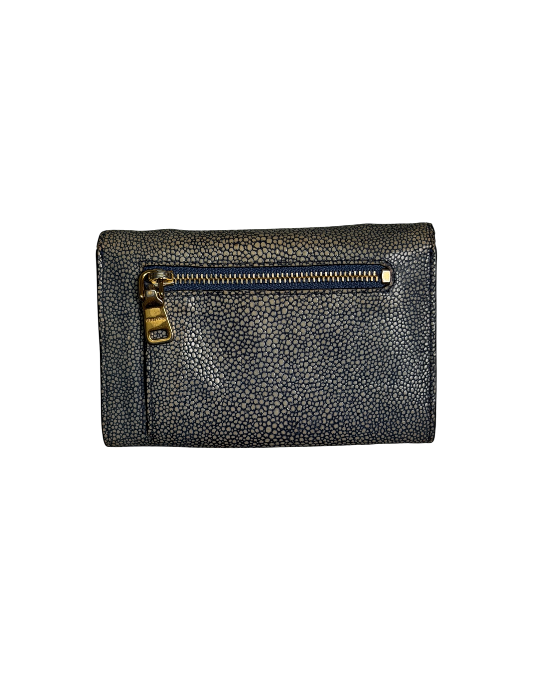 Miu Miu Textured Canvas Enveloppe Wallet Blue