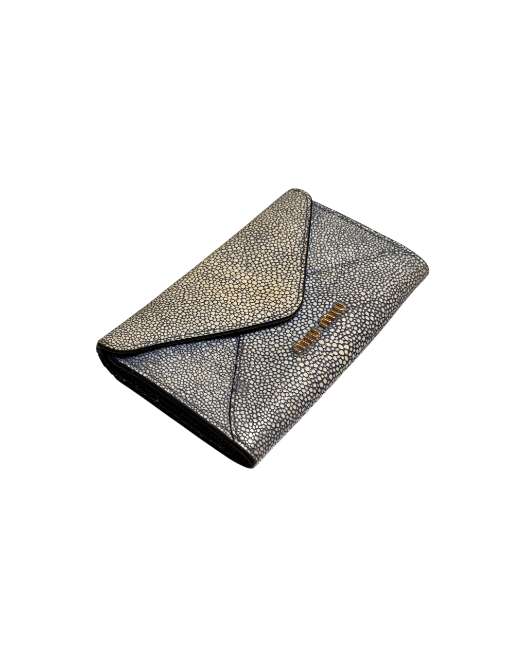 Miu Miu Textured Canvas Enveloppe Wallet Blue