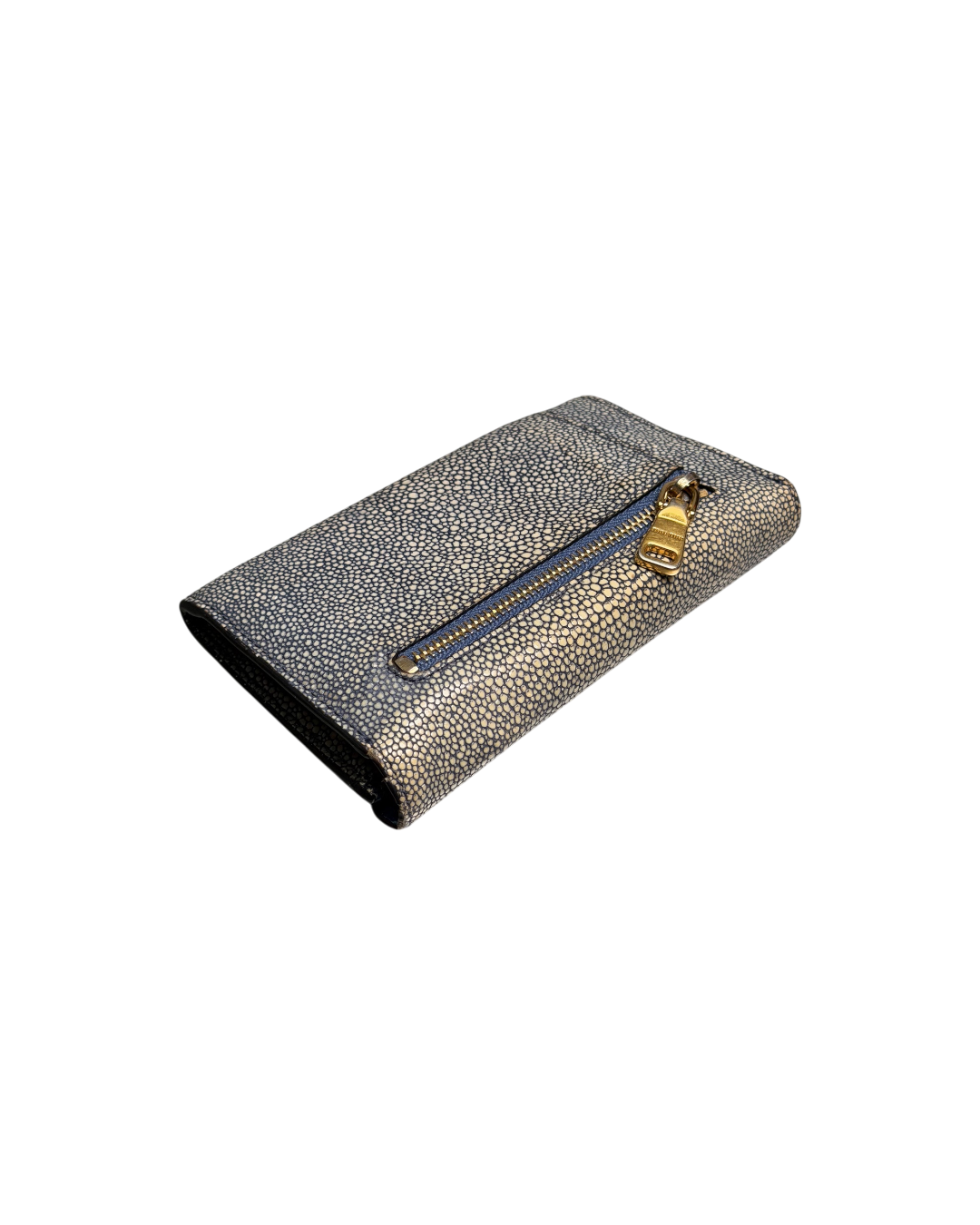 Miu Miu Textured Canvas Enveloppe Wallet Blue