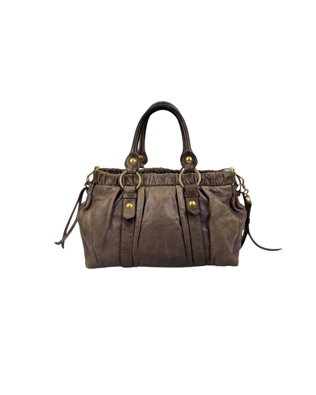 Miu Miu Vitello Leather Hand Bag Leather Grey