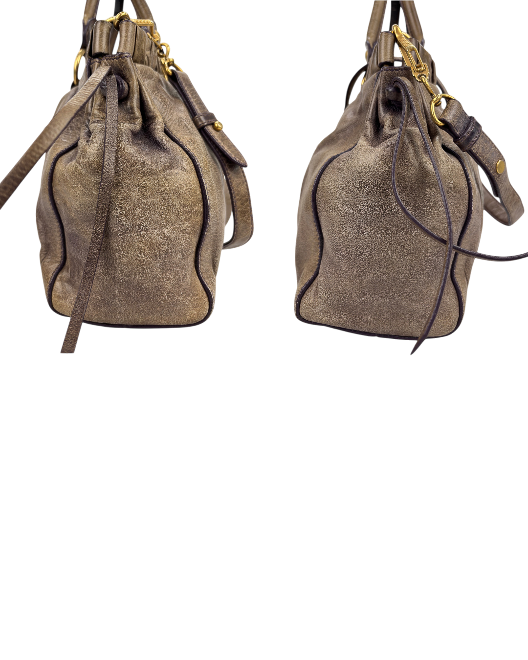 Miu Miu Vitello Leather Hand Bag Leather Grey
