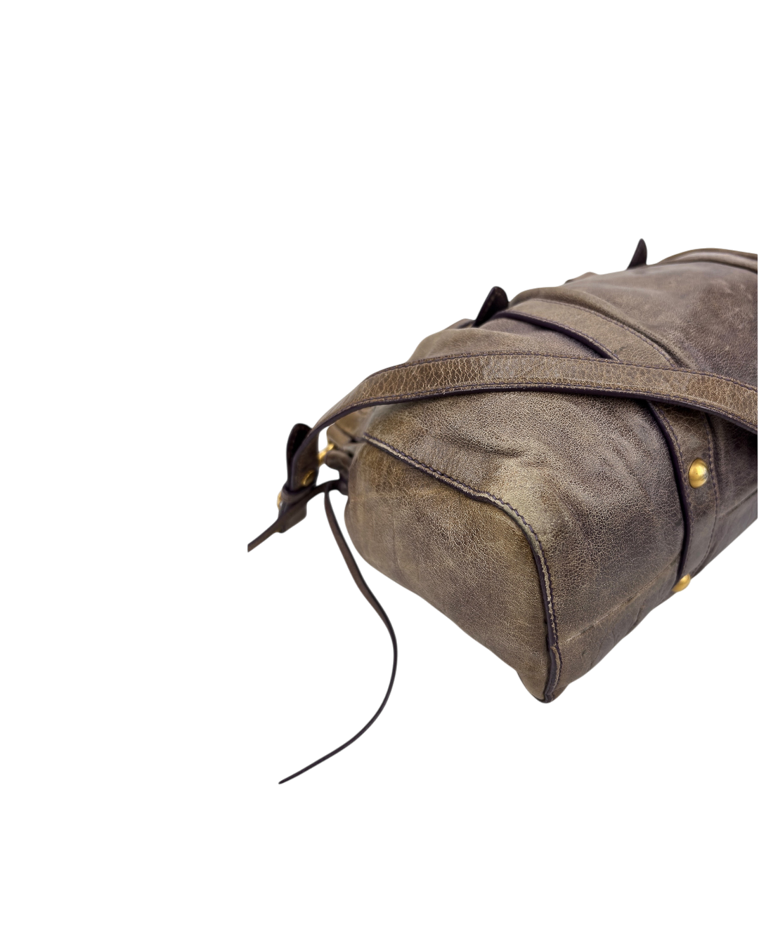 Miu Miu Vitello Leather Hand Bag Leather Grey