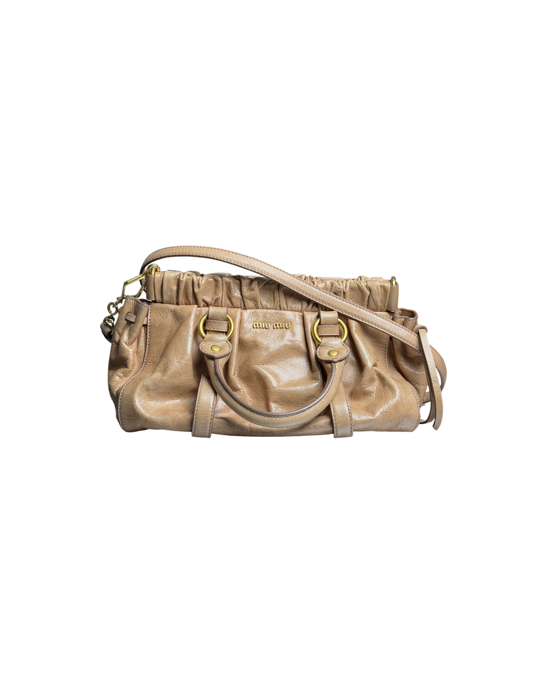 Miu Miu Vitello Leather Satchel Bag Brown