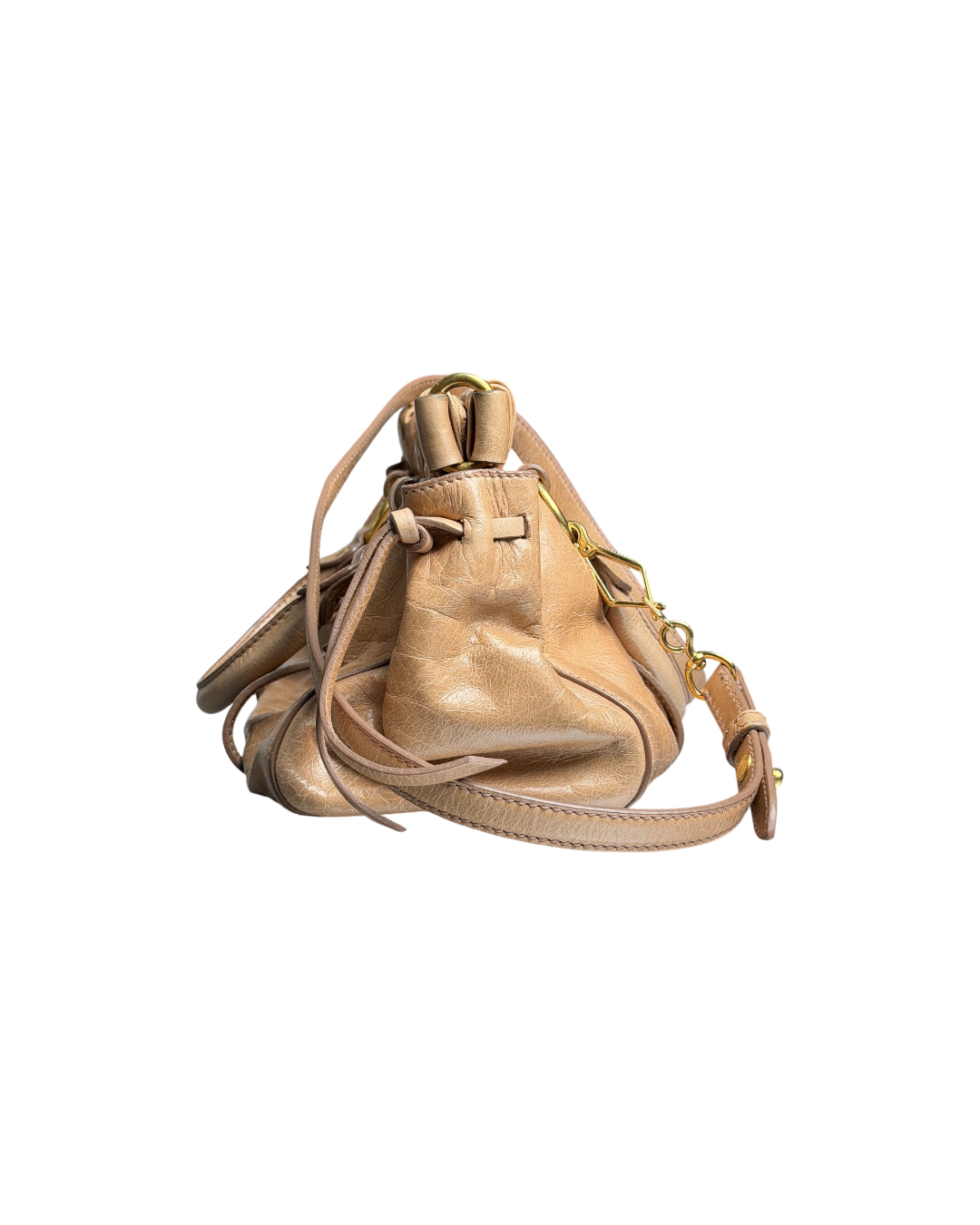 Miu Miu Vitello Leather Satchel Bag Brown
