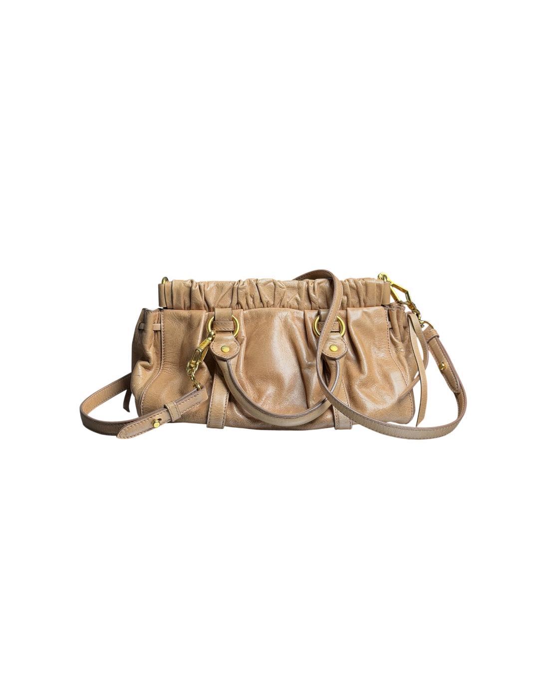 Miu Miu Vitello Leather Satchel Bag Brown