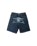 Moonlight Mansion Raw Denim Embroidery Jort Black