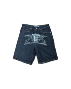 Moonlight Mansion Raw Denim Embroidery Jort Black