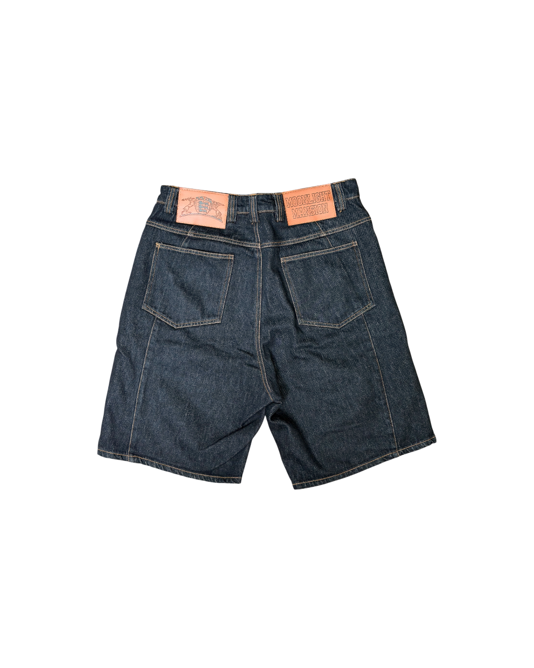 Moonlight Mansion Raw Denim Embroidery Jort Black