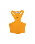 Off White Ribbed Racer Tank Top Orange