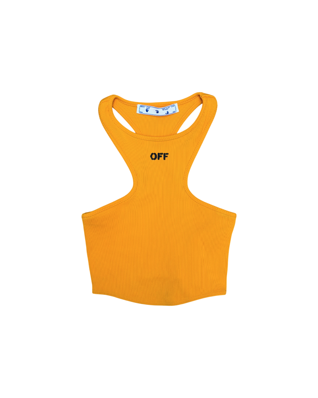 Off White Ribbed Racer Tank Top Orange