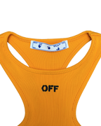 Off White Ribbed Racer Tank Top Orange