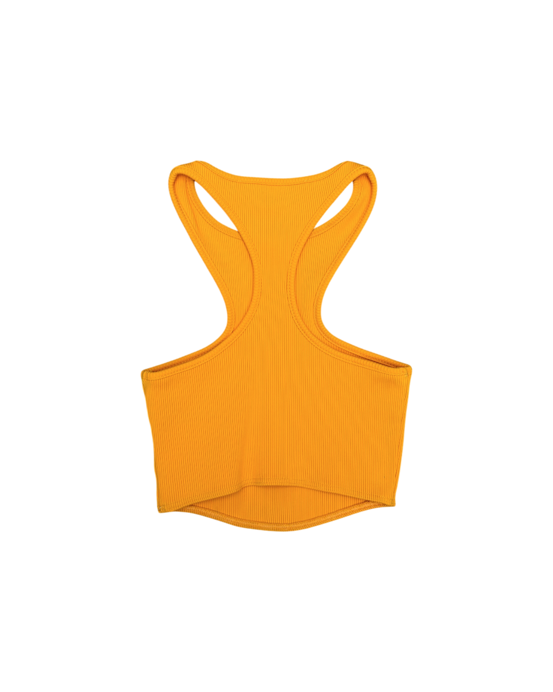 Off White Ribbed Racer Tank Top Orange