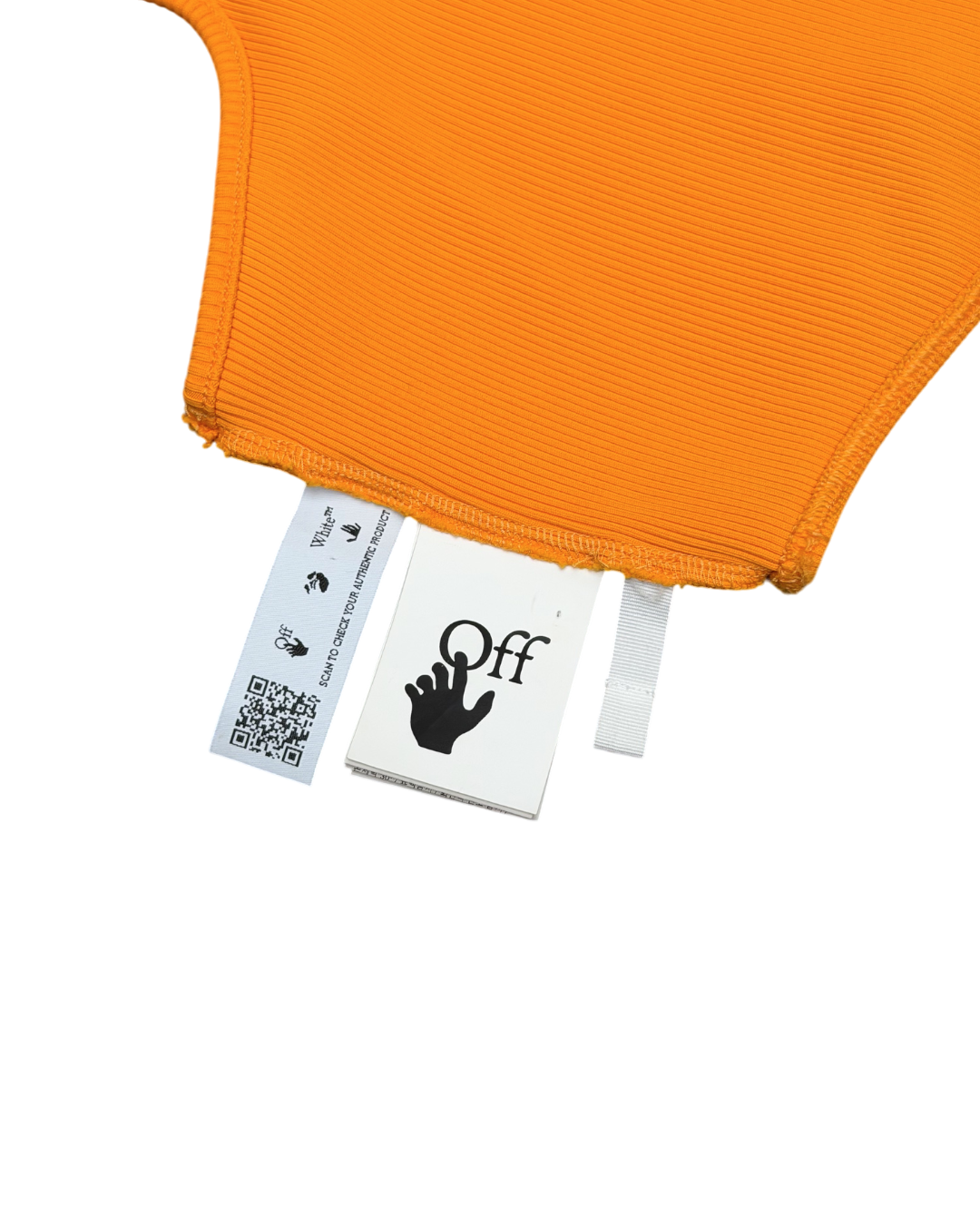 Off White Ribbed Racer Tank Top Orange