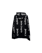 Palm Angels All-Over Logo Print Zip Hoodie Black