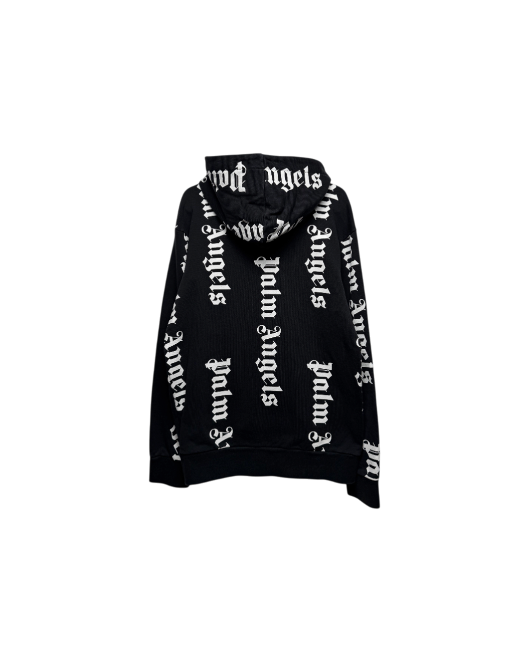 Palm Angels All-Over Logo Print Zip Hoodie Black