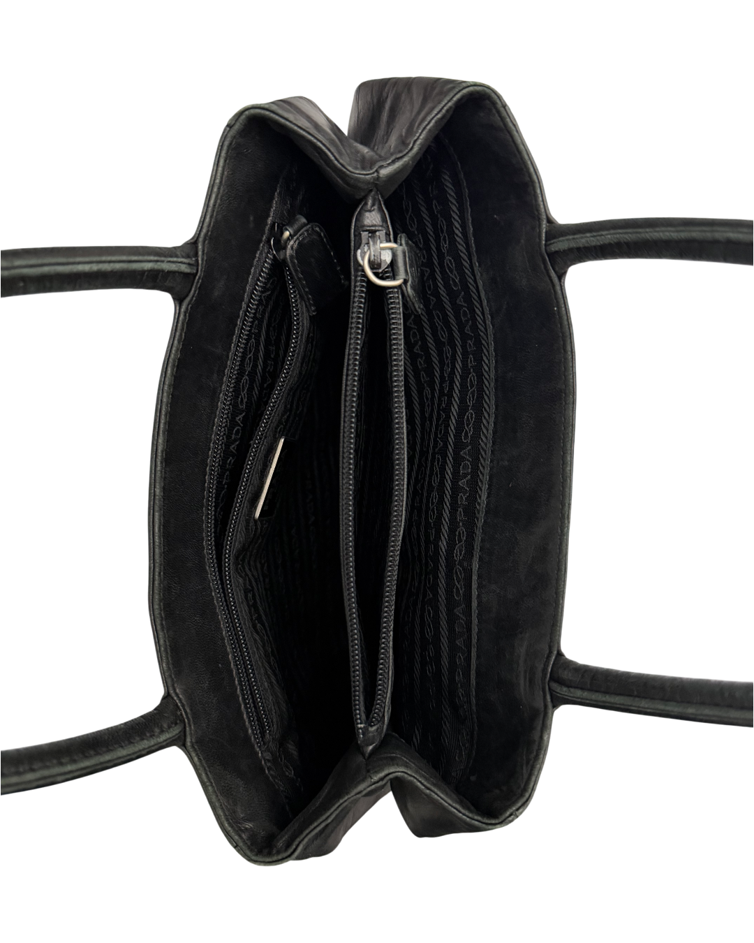 Prada Hand Bag Leather Black