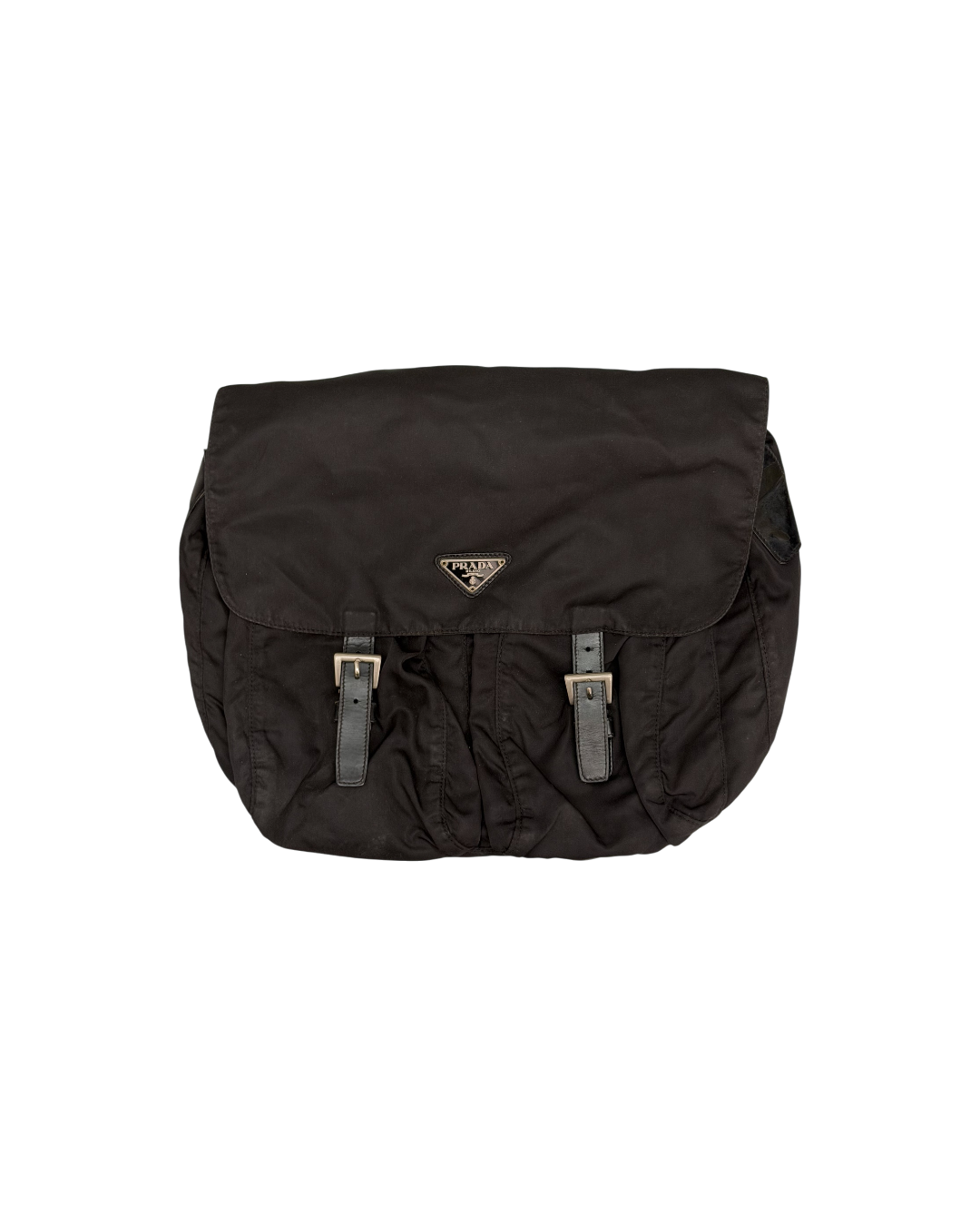 Prada Nylon 2 Strap Messenger Bag Black