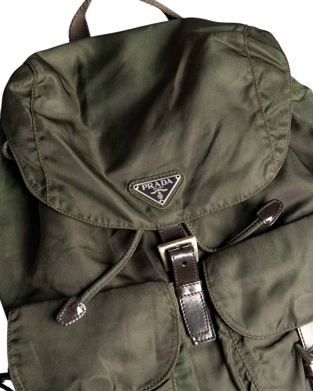 Prada Nylon Backpack Khaki Olive