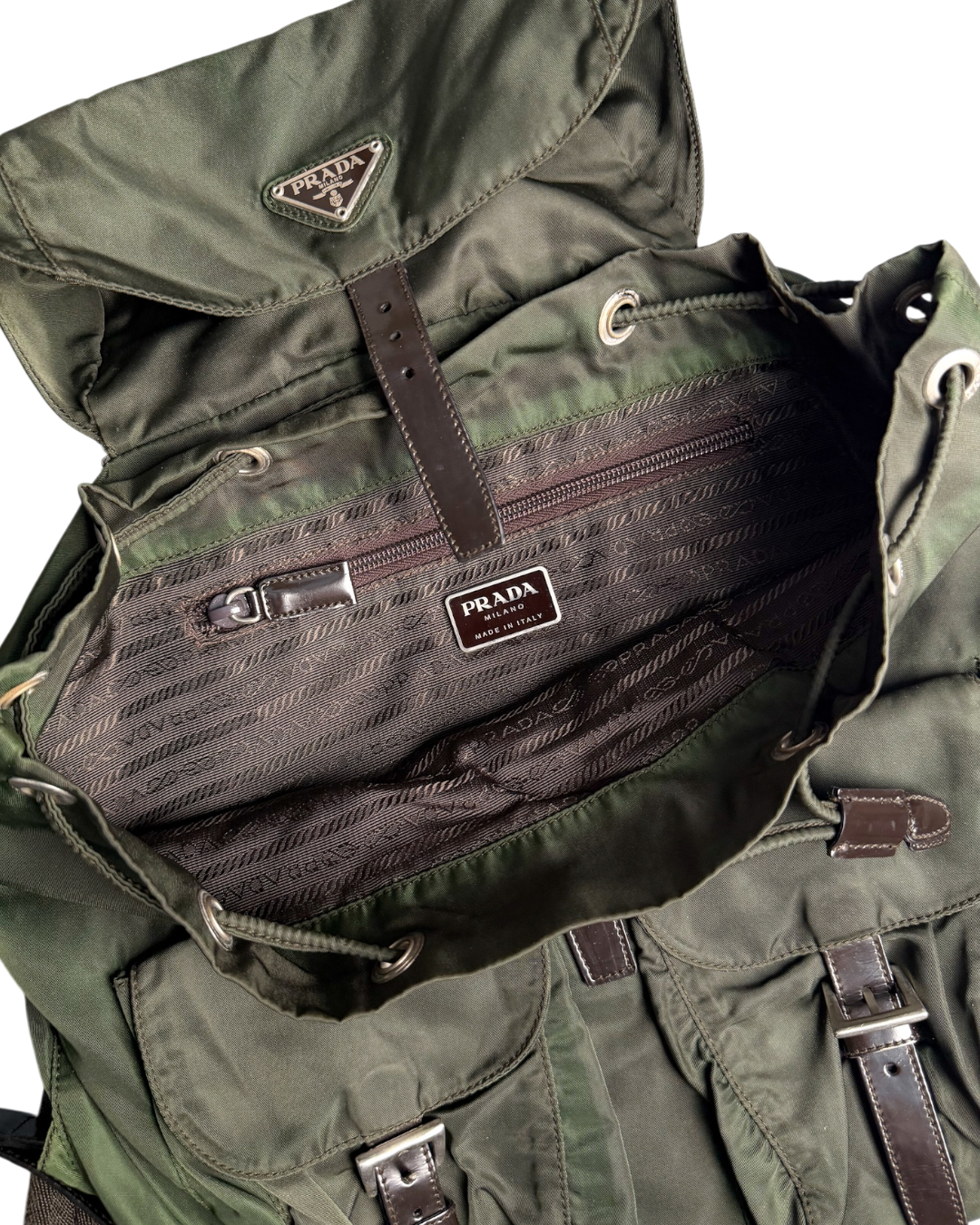 Prada Nylon Backpack Khaki Olive