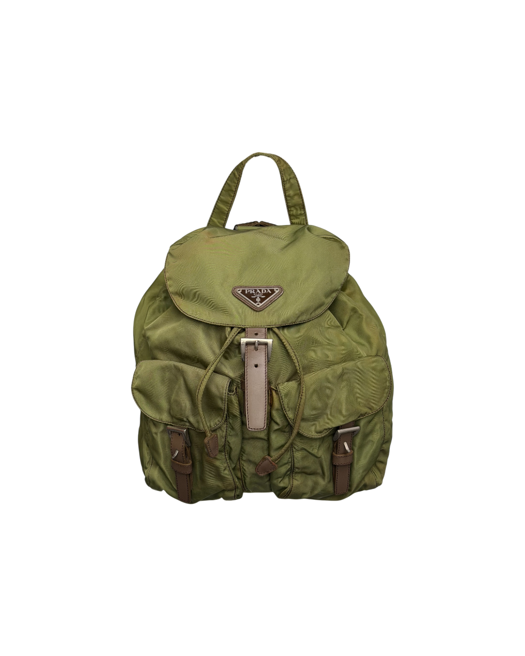 Prada Nylon Drawstring Backpack Khaki Green