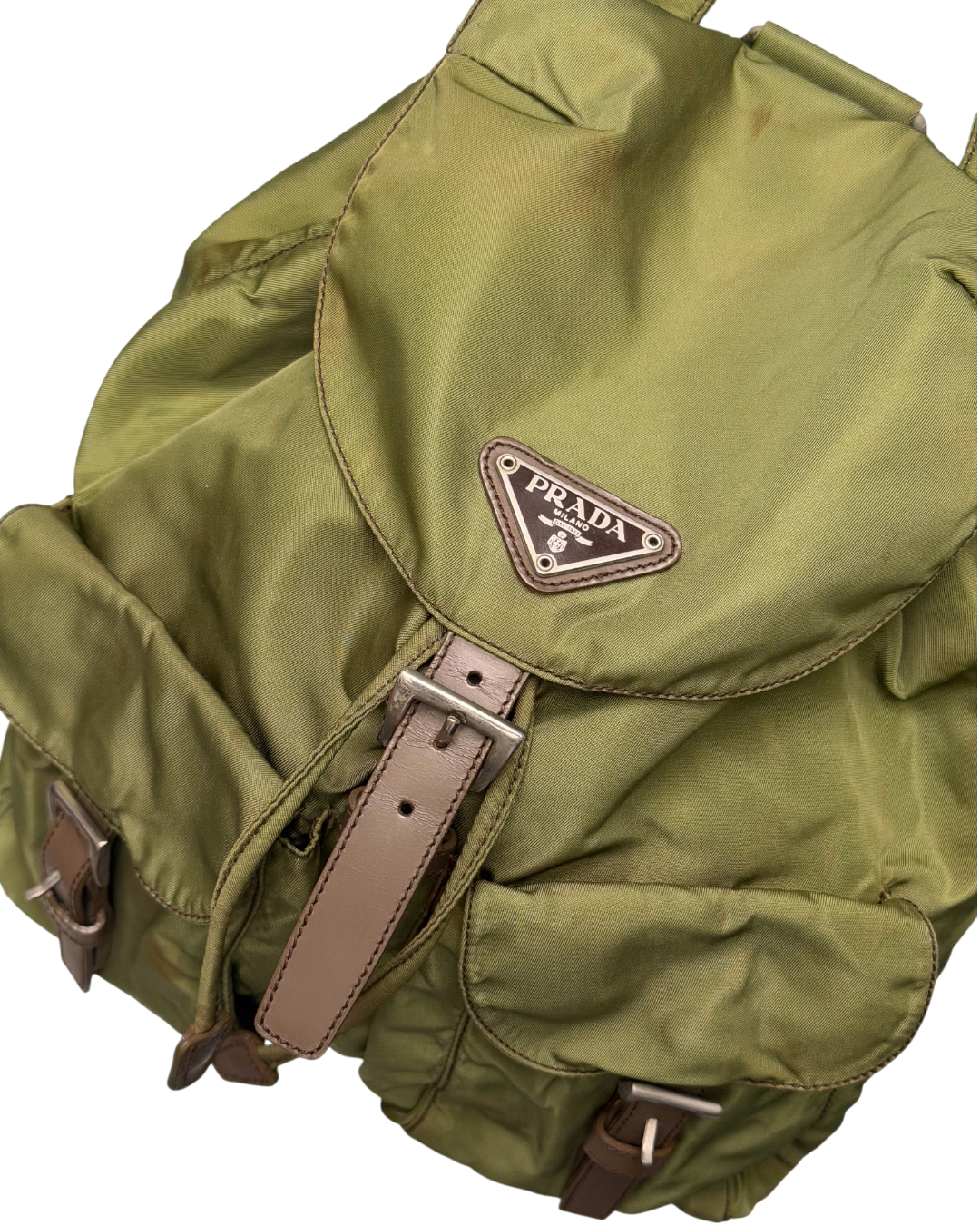 Prada Nylon Drawstring Backpack Khaki Green