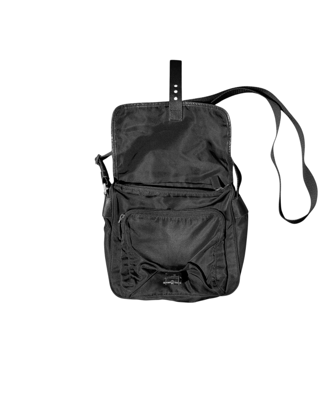 Prada Tessuto Nylon Messenger Strap Bag Black