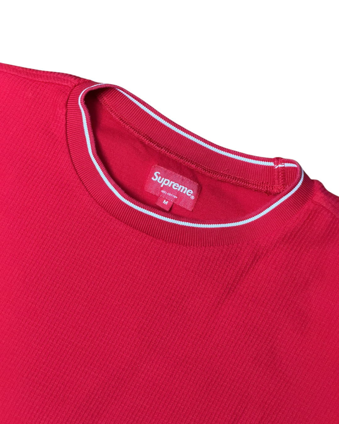 Supreme Stripe Rib Waffle T-Shirt Red