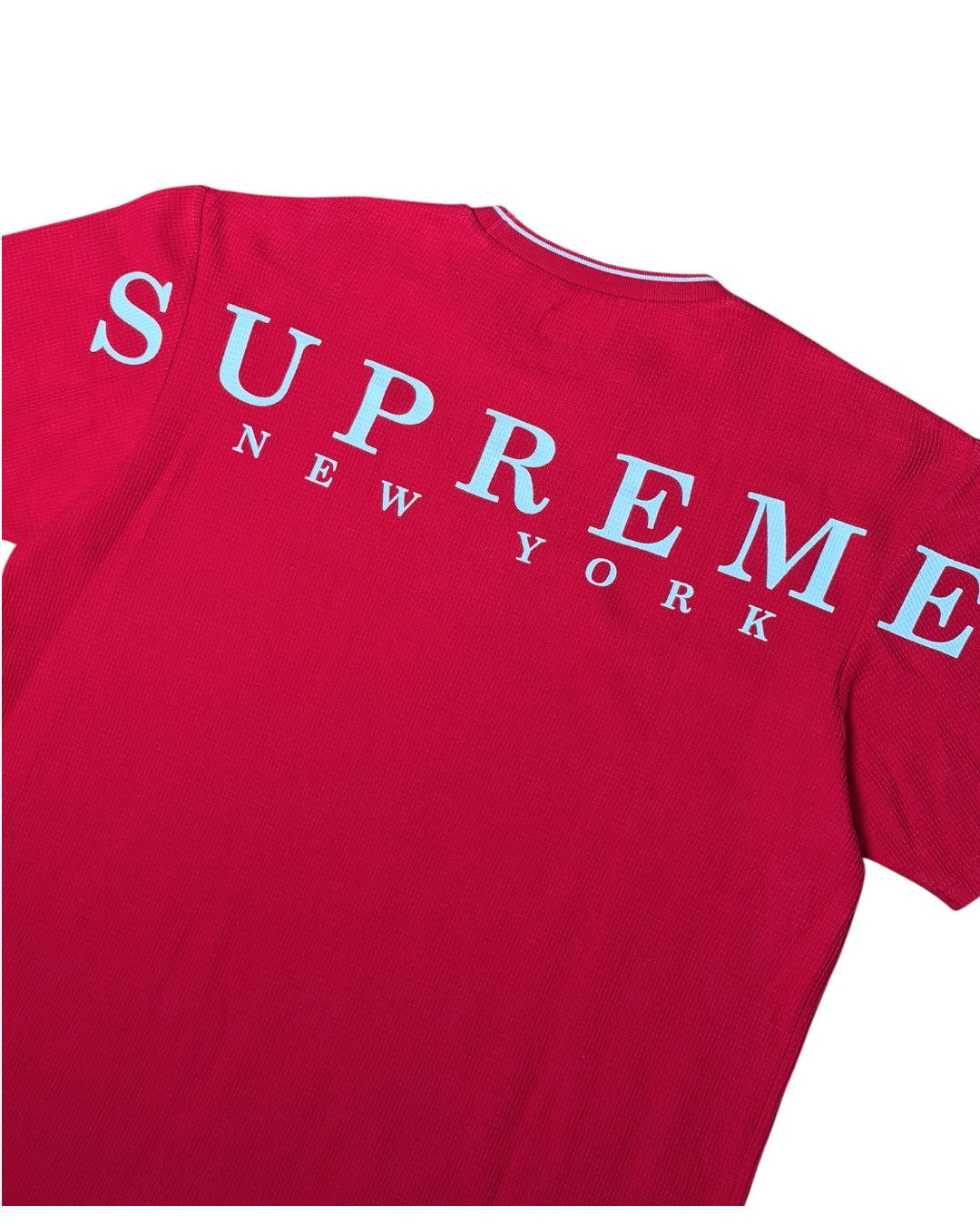 Supreme Stripe Rib Waffle T-Shirt Red