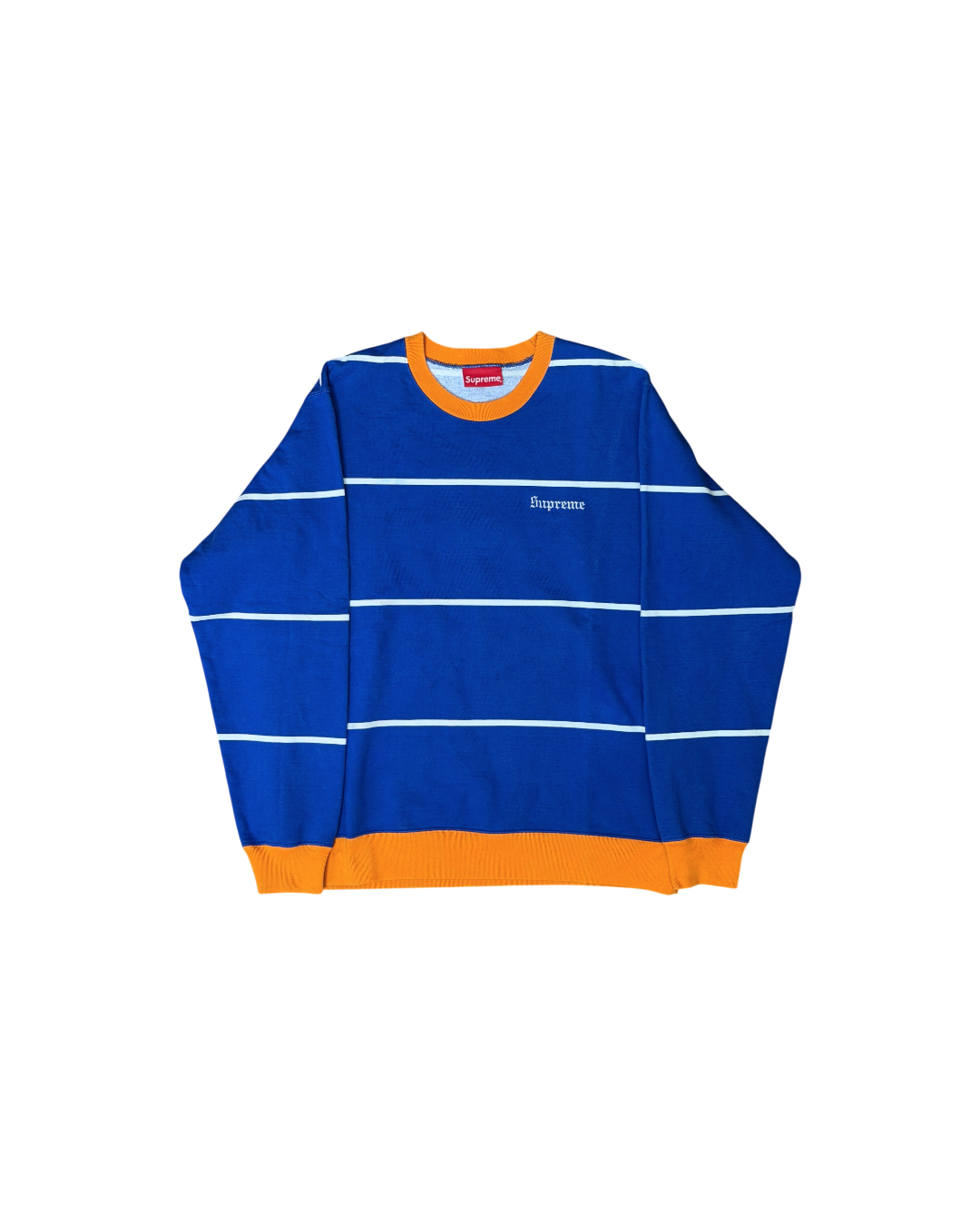 Supreme Striped Crewneck FW17 Blue Orange