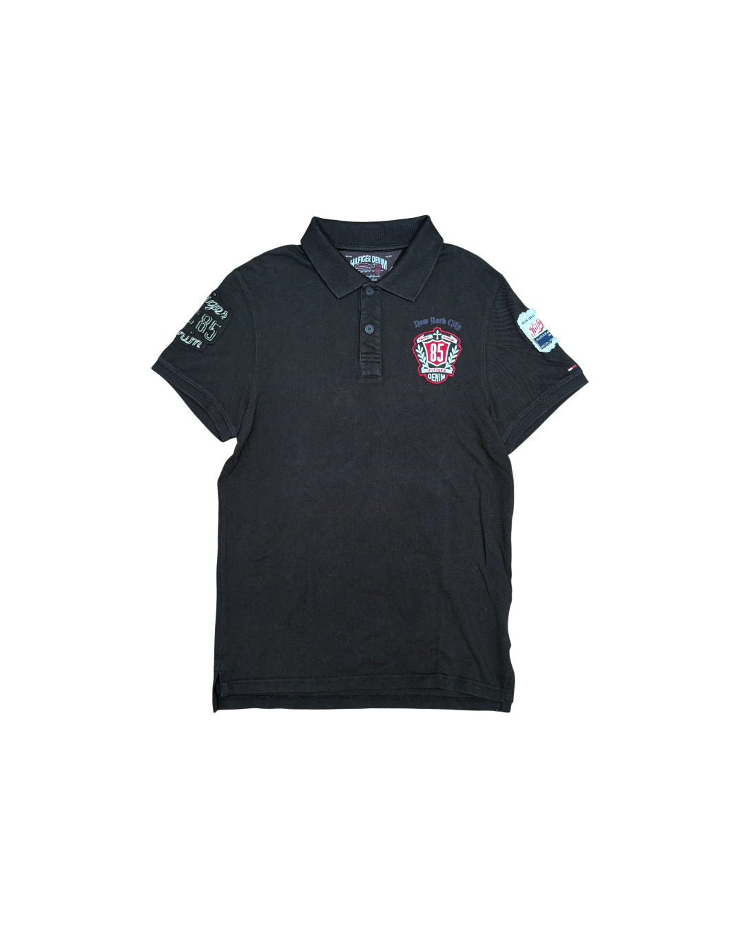 Tommy Hilfiger Denim Polo Shirt Black Red