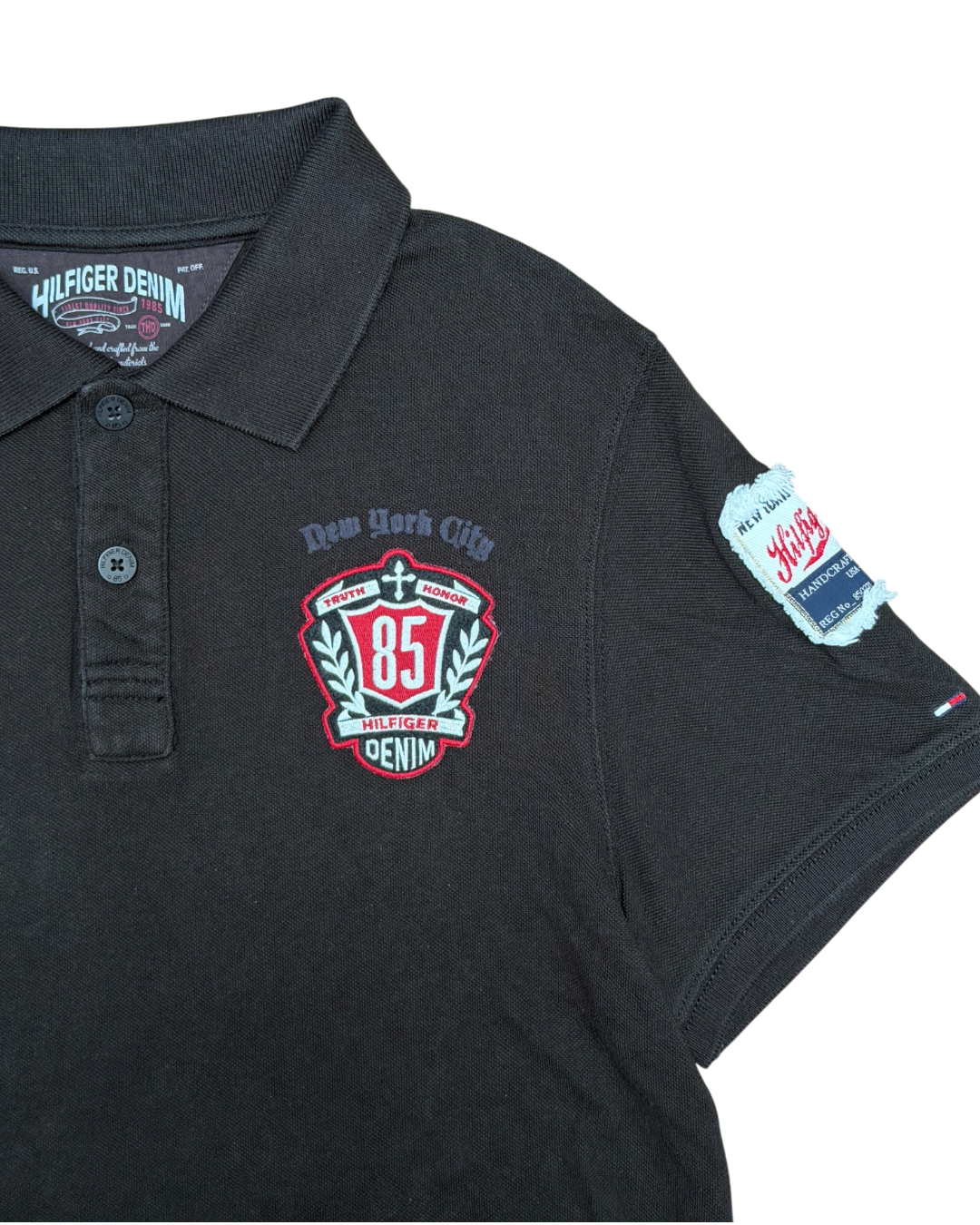 Tommy Hilfiger Denim Polo Shirt Black Red