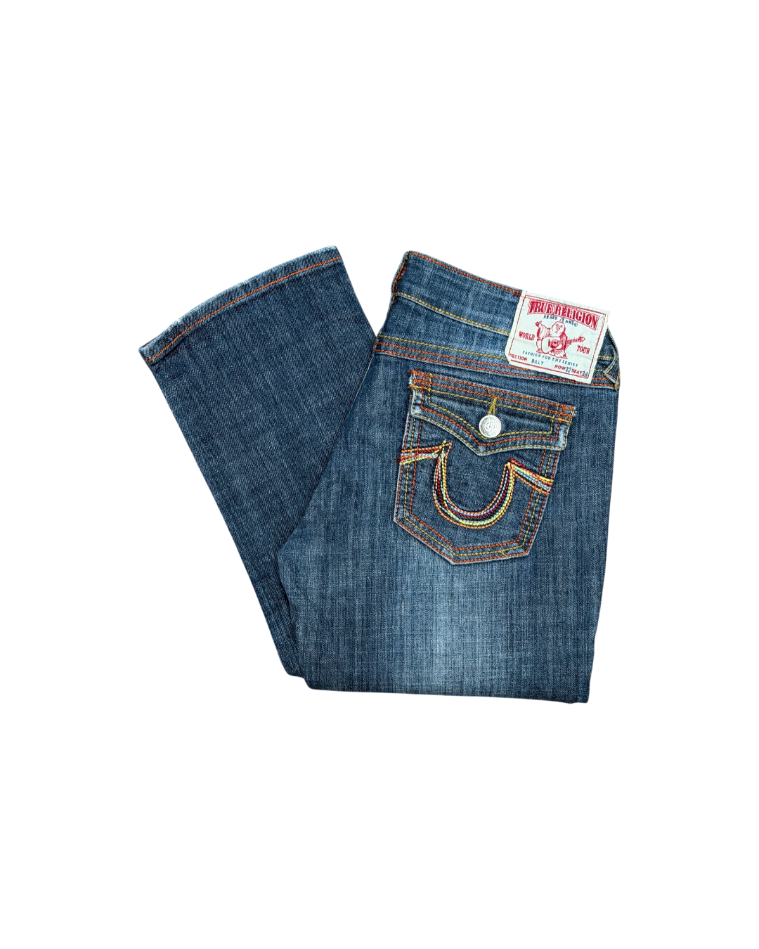 True Religion Billy Jeans Multi Color Stitch Jeans Blue