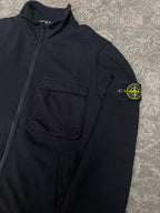 Stone Island Garment Dyed Zip Cotton Track Jacket Black