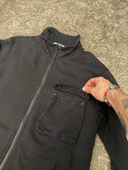 Stone Island Garment Dyed Zip Cotton Track Jacket Black