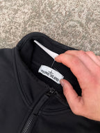 Stone Island Garment Dyed Zip Cotton Track Jacket Black