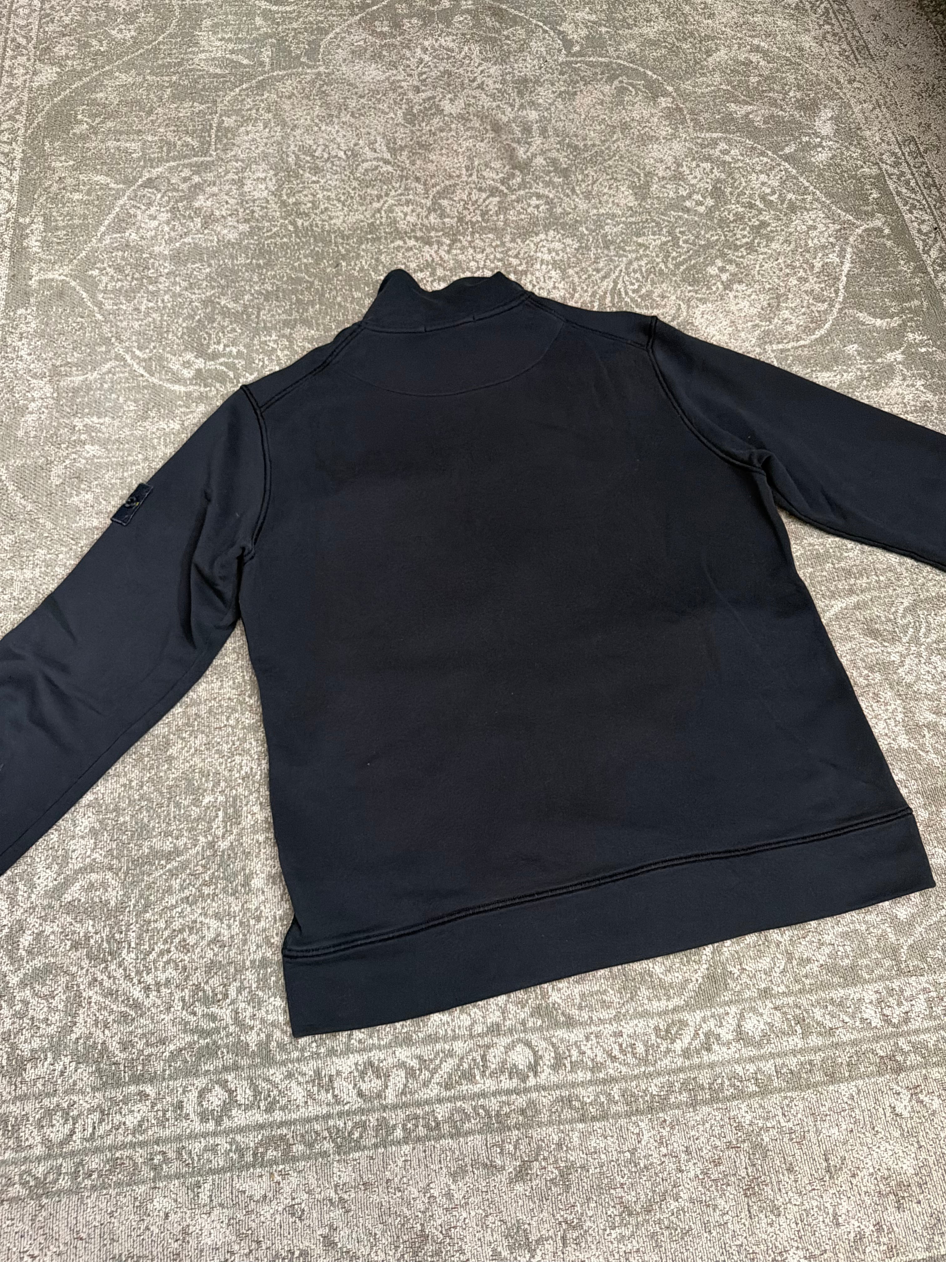 Stone Island Garment Dyed Zip Cotton Track Jacket Black