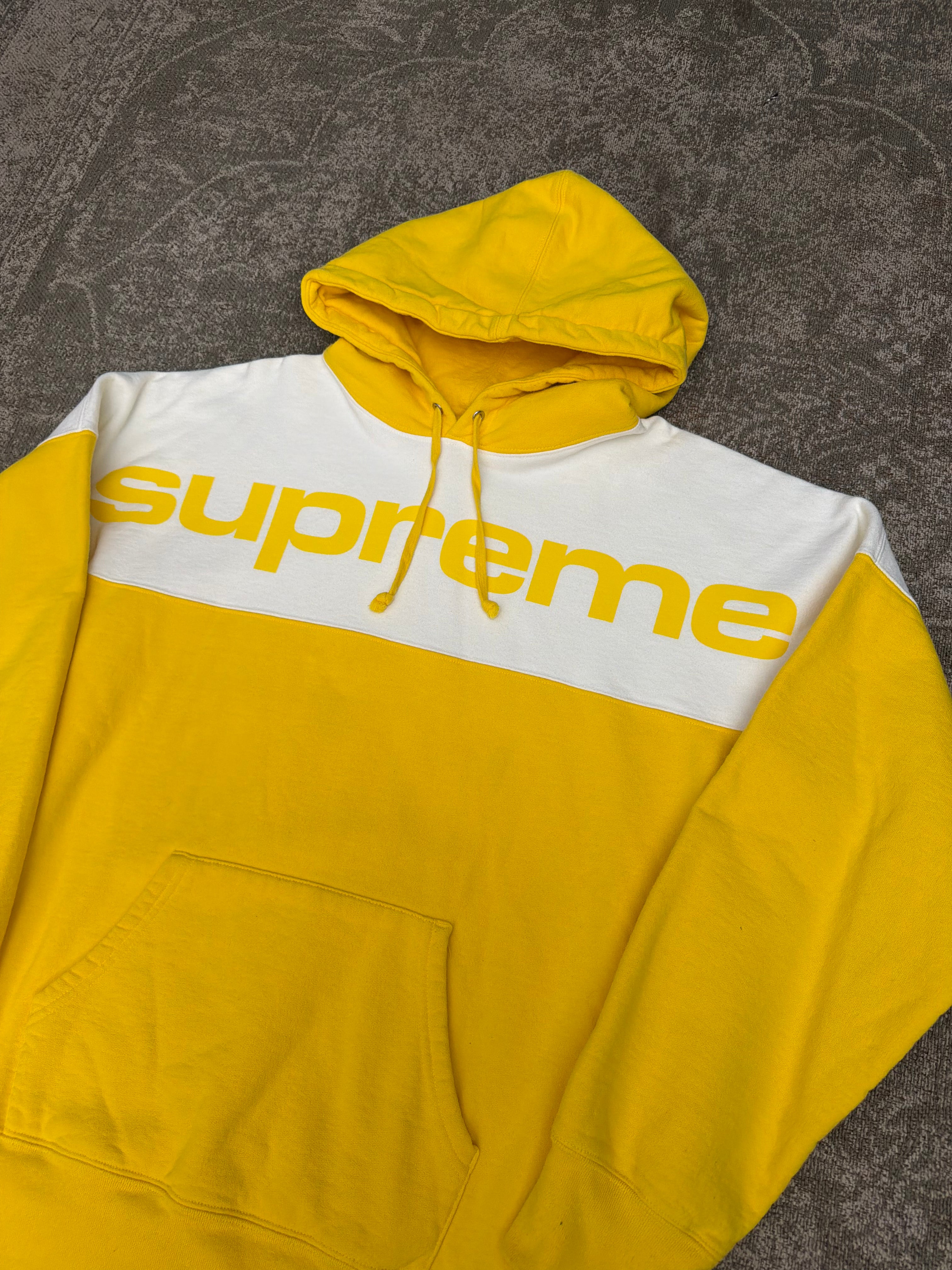Supreme Blocked Hoodie FW17 Yellow White