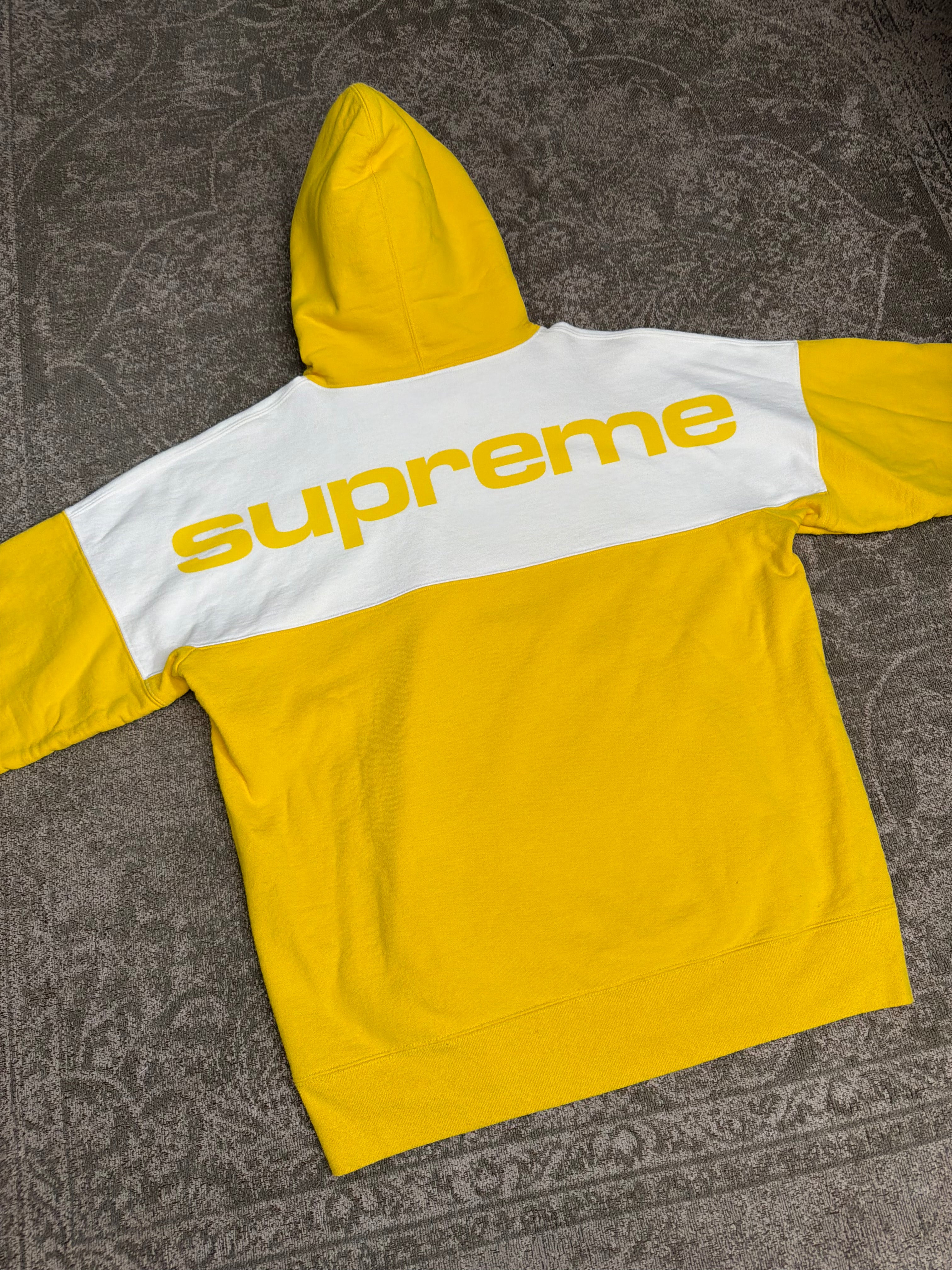Supreme Blocked Hoodie FW17 Yellow White