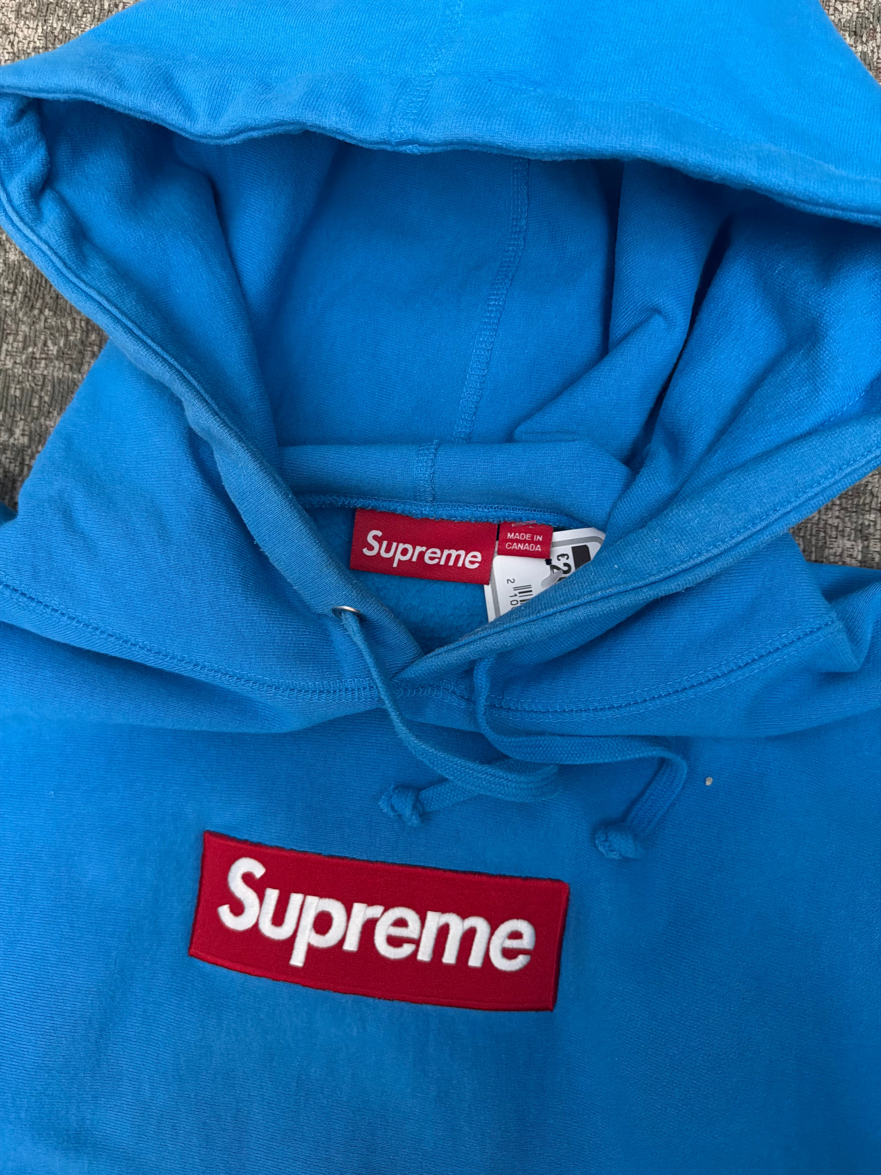 Supreme FW25 Box Logo Hoodie Cyan Blue Red