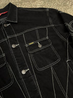 Supreme Radial Embroidered Denim Trucker Jacket Stitched Black FW23